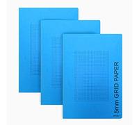 Artway A4 Graph Paper Book - 5mm Grid - 56 Sides/28 Pages of 100gsm Cartridge Paper with 5mm Square Grid - Pack of 3