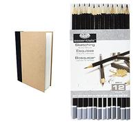 Artway Enviro Recycled hardback Sketchbook - A4 Portrait - 170gsm & Royal & Langnickel Sketching Pencils (Pack of 12)