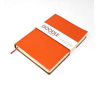 Artway Indigo Doodle - Mandarin Orange Leather Sketchbook/Notebook - 175mm x 125mm - 164 Sides/82 Pages of 150gsm Cartridge Paper