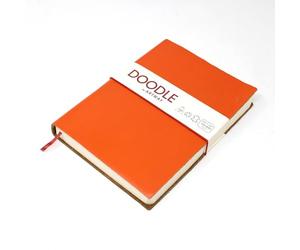 Artway Indigo Doodle - Mandarin Orange Leather Sketchbook/Notebook - 175mm x 125mm - 164 Sides/82 Pages of 150gsm Cartridge Paper
