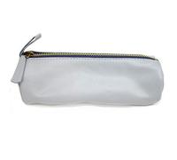 Artway Indigo Doodle Soft Leather Pencil Case - Ash Grey Leather Pencil Case - 20cm Long