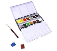 Artway Travel Watercolour Paint Set - 14 Half Pans with brush