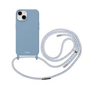 Artwizz HangOn Case Compatible with iPhone 14, Elastic Silicone Protective Case, Mobile Phone Chain for Hanging with Strap, Nordic Blue
