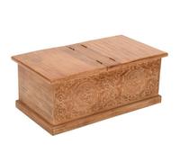 Artwork Coffee Table/Blanket Box - Solid Mango Wood - L55 x W100 x H40 cm Indian Hub Brown One Size