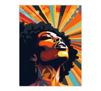 Artwork Of Black Woman Announcing She Is Strong Starburst Extra Large XL Unframed Wall Art Poster Print Artery8 Multi W24 inch x H32 inch