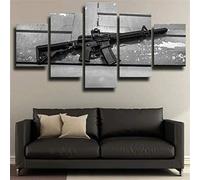 Artwork The Picture Canvas Print Wall Art Painting For Home Decor 5 Piece Gun Assault Rifle Gray Canvas Prints Image Hd Poster Xxl/Frameless 200 X 100 Cm For Living Room Hotel Restaurant Office Hom