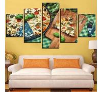 Artwork The Picture Canvas Print Wall Art Painting For Home Decor 5 Piece Pizza Food Canvas Prints Image Hd Poster/With Frame 100 X 50 Cm For Living Room Hotel Restaurant Office Home Dec-6088010734