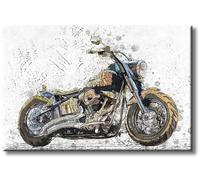 ArtWorks Decor Artistic Painting of Harley Davidson Motorcycle Picture on Stretched Canvas Wall Art, Ready to Hang!