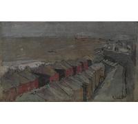 ARTXLXXBN Famous Art Print Poster Vintage Wall Art Bathing Huts Dieppe by Walter Richard Sickert Canvas Art Poster for Home Decor 60x90cm