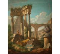 ARTXLXXBN Famous Art Print Poster Vintage Wall Art Classical Scene Ruined Temple by Paolo Pannini Canvas Art Poster for Home Decor 60x90cm