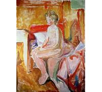 ARTXLXXBN Famous Art Print Poster Vintage Wall Art Girl Seated on the Edge of Her Bed by Edvard Munch Canvas Art Poster for Home Decor 60x90cm