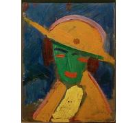 ARTXLXXBN Famous Art Print Poster Vintage Wall Art Green Woman with Yellow Hat I by Hermann Stenner Canvas Art Poster for Home Decor 60x90cm