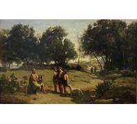 ARTXLXXBN Famous Art Print Poster Vintage Wall Art Homer and the Shepherds by Jean Baptiste Camille Corot Canvas Art Poster for Home Decor 60x90cm