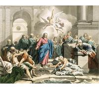 ARTXLXXBN Famous Art Print Poster Vintage Wall Art Jesus Curing an Impotent Man At the Pool of Bethesda by Jean Bernard Restout Canvas Art Poster for Home Decor 60x90cm