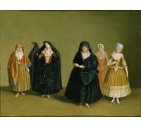 ARTXLXXBN Famous Art Print Poster Vintage Wall Art Ladies of the Knights of Malta with Their Maid Servant by Antoine De Favray Canvas Art Poster for Home Decor 60x90cm
