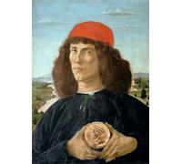 ARTXLXXBN Famous Art Print Poster Vintage Wall Art Portrait of a young man holding A medallion of cosimo I de' medici by Sandro Botticelli Canvas Art Poster for Home Decor 60x90cm