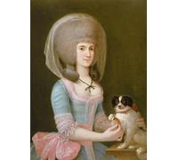ARTXLXXBN Famous Art Print Poster Vintage Wall Art Portrait of Dona Maria Teresa Apocalypse of Sisma Giving a Titbit to Her Dog by Augustin Esteve Canvas Art Poster for Home Decor 60x90cm