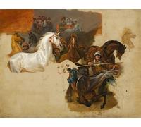 ARTXLXXBN Famous Art Print Poster Vintage Wall Art Race of the Riderless Horses by Emile Jean Horace Vernet Canvas Art Poster for Home Decor 60x90cm