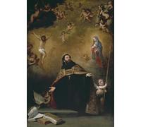 ARTXLXXBN Famous Art Print Poster Vintage Wall Art San Agustín Entre Cristo Y La Virgen by Bartolomé Esteban Murillo Canvas Art Poster for Home Decor 60x90cm