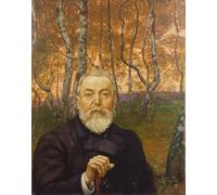 ARTXLXXBN Famous Art Print Poster Vintage Wall Art Self Portrait in a Birch Grove by Hans Thoma Canvas Art Poster for Home Decor 60x90cm