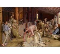 ARTXLXXBN Famous Art Print Poster Vintage Wall Art Shearing the Rams by Tom Roberts Canvas Art Poster for Home Decor 60x90cm