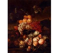 ARTXLXXBN Famous Art Print Poster Vintage Wall Art Still Life of Grapes Peaches and Figs with a Landscape Beyond by Jakob Bogdany Canvas Art Poster for Home Decor 60x90cm