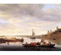 ARTXLXXBN Famous Art Print Poster Vintage Wall Art the Crossing At Nimwegen by Van Ruysdael Canvas Art Poster for Home Decor 60x90cm