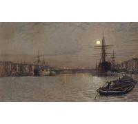 ARTXLXXBN Famous Art Print Poster Vintage Wall Art the Pool and London Bridge At Night Canvas Art Poster for Home Decor 60x90cm
