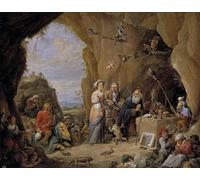 ARTXLXXBN Famous Art Print Poster Vintage Wall Art the Temptation of Saint by David Teniers the Younger Canvas Art Poster for Home Decor 60x90cm