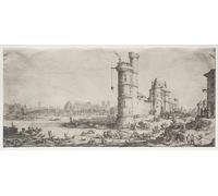 ARTXLXXBN Famous Art Print Poster Vintage Wall Art the Two Great Views of Paris View of the Pont Neuf by Jacques Callot Canvas Art Poster for Home Decor 60x90cm