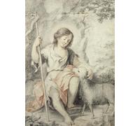 ARTXLXXBN Famous Art Print Poster Vintage Wall Art the Young John the Baptist with the Lamb in a Landscape by Bartolomé Esteban Murillo Canvas Art Poster for Home Decor 60x90cm