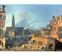 ARTXLXXBN Famous Art Print Poster Vintage Wall Art Venice: Campo San Vidal and Santa Maria della Carita The Stonemason's Yard by Antonio Canal Canvas Art Poster for Home Decor 60x90cm