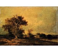 ARTXLXXBN Famous Art Print Poster Vintage Wall Art Vieux Chene Et Troupeau Au Bord D'une Mare by Jules Dupre Canvas Art Poster for Home Decor 60x90cm