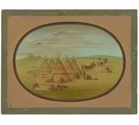ARTXLXXBN Famous Painting Art Wall Decor Abstract Art Picture a Little Sioux Village by George Catlin Animal Pictures for Home Decor 60x90cm
