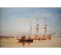 ARTXLXXBN Famous Painting Art Wall Decor Abstract Art Picture a Man o war At in the Thames by David Cox Animal Pictures for Home Decor 60x90cm