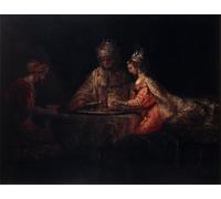 ARTXLXXBN Famous Painting Art Wall Decor Abstract Art Picture Ahasuerus, haman and esther by Rembrandt van Rijn Animal Pictures for Home Decor 60x90cm