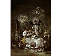 ARTXLXXBN Famous Painting Art Wall Decor Abstract Art Picture Allegorical Capriiice the Avarice by Eugenio Lucas Velázquez Animal Pictures for Home Decor 60x90cm