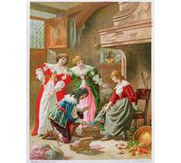ARTXLXXBN Famous Painting Art Wall Decor Abstract Art Picture Cinderella Trying on the Glass Slipper by Frederic Theodore Lix Animal Pictures for Home Decor 60x90cm