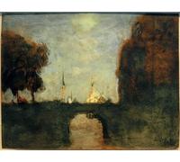ARTXLXXBN Famous Painting Art Wall Decor Abstract Art Picture City in the Moonlight by Lesser Ury Animal Pictures for Home Decor 60x90cm