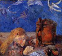 ARTXLXXBN Famous Painting Art Wall Decor Abstract Art Picture Clovis Asleep by Paul Gauguin Animal Pictures for Home Decor 60x90cm