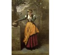 ARTXLXXBN Famous Painting Art Wall Decor Abstract Art Picture Dreamer at the Fountain by Jean Baptiste Camille Corot Animal Pictures for Home Decor 60x90cm