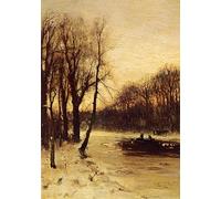 ARTXLXXBN Famous Painting Art Wall Decor Abstract Art Picture Figures in a Winter Landscape At Dusk by Louis Apol Animal Pictures for Home Decor 60x90cm