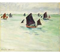 ARTXLXXBN Famous Painting Art Wall Decor Abstract Art Picture Fishing Boats At the Large Pourville by Claude Monet Animal Pictures for Home Decor 60x90cm