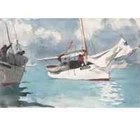 ARTXLXXBN Famous Painting Art Wall Decor Abstract Art Picture Fishing Boats Key West by Winslow Homer Animal Pictures for Home Decor 60x90cm