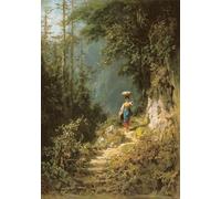 ARTXLXXBN Famous Painting Art Wall Decor Abstract Art Picture Girl with head load by Carl Spitzweg Animal Pictures for Home Decor 60x90cm