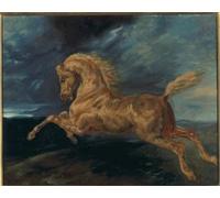 ARTXLXXBN Famous Painting Art Wall Decor Abstract Art Picture Horse Frightened by Lightning by Theodore Gericault Animal Pictures for Home Decor 60x90cm