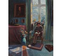 ARTXLXXBN Famous Painting Art Wall Decor Abstract Art Picture Interior with a Reading Woman at a Window Robert Panitzsch Animal Pictures for Home Decor 60x90cm