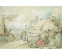 ARTXLXXBN Famous Painting Art Wall Decor Abstract Art Picture Landscape with Gypsy Fortune Tellers by Hendrick Avercamp Animal Pictures for Home Decor 60x90cm
