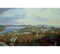 ARTXLXXBN Famous Painting Art Wall Decor Abstract Art Picture Panorama of Constantinople From the Suleymaniye Camii by Hubert Sattler Animal Pictures for Home Decor 60x90cm