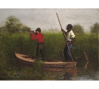 ARTXLXXBN Famous Painting Art Wall Decor Abstract Art Picture Rail Shooting on the Delaware by Eakins Animal Pictures for Home Decor 60x90cm